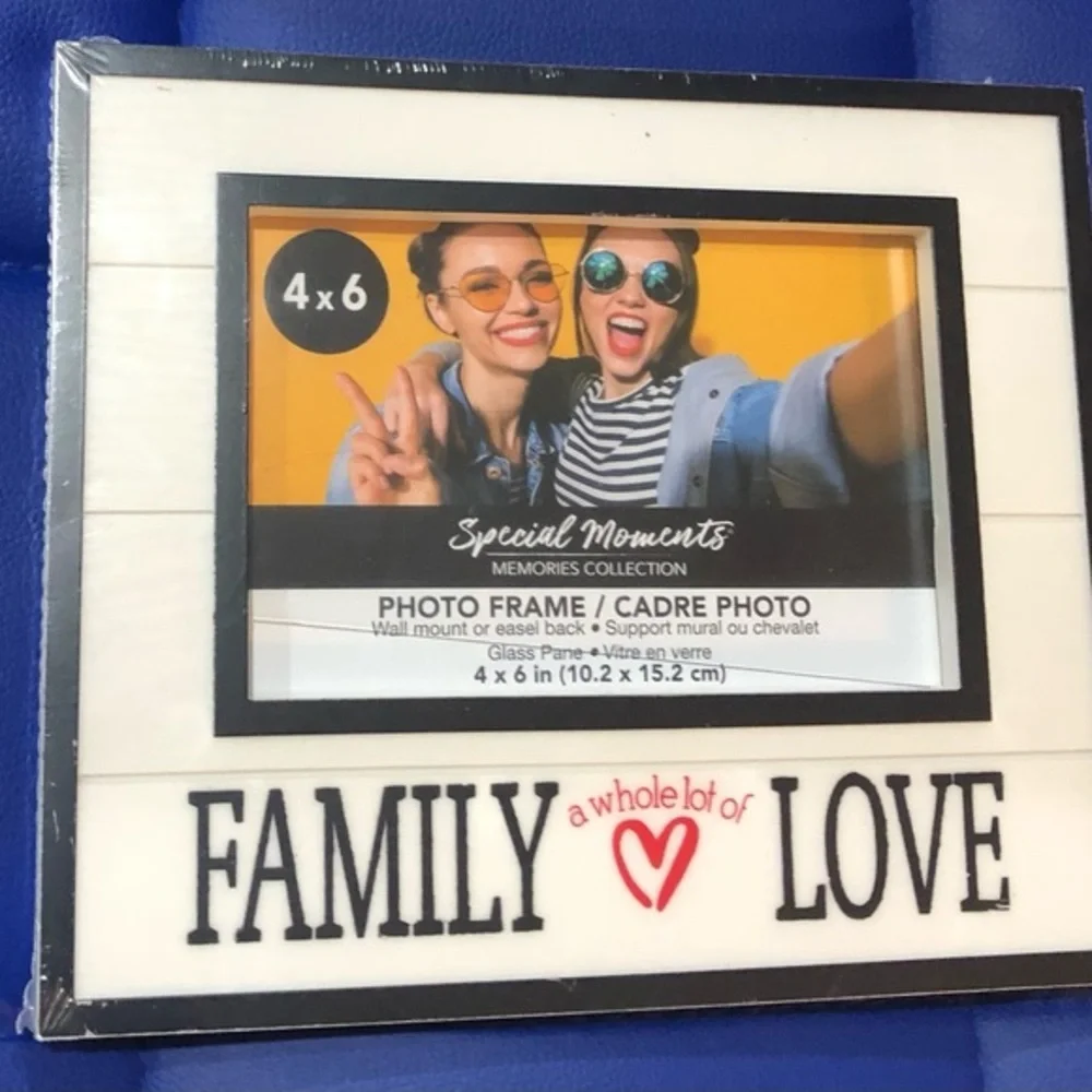 2 photo picture frames, “Family is forever” & “family a whole lot of love